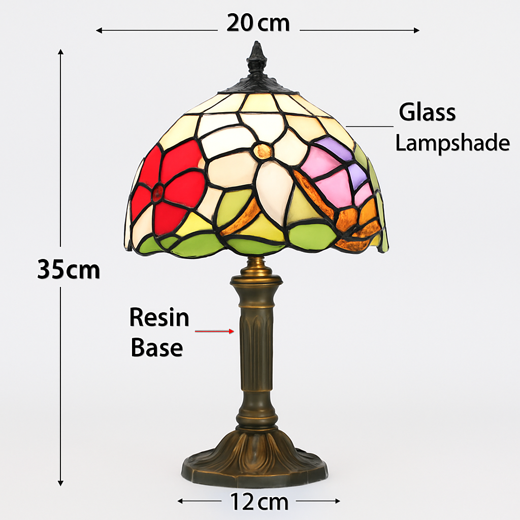 lampe à poser rétro style méditerranéen en vitrail - vue 6 sur 34