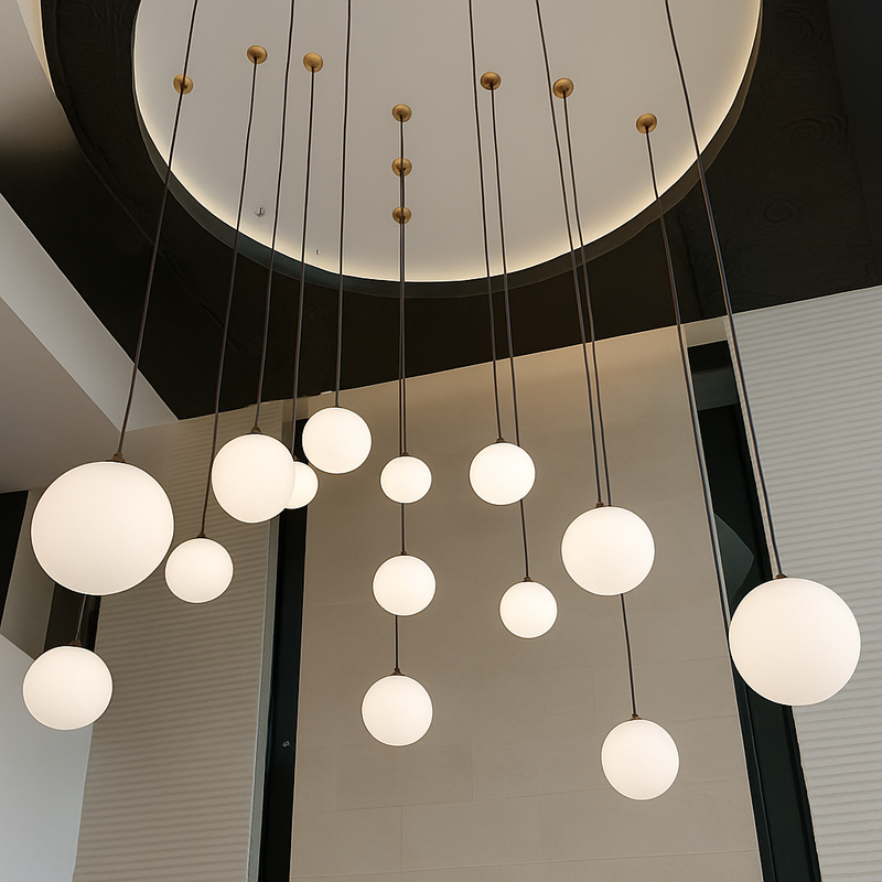 Lampe Suspension Globe Verre Blanc