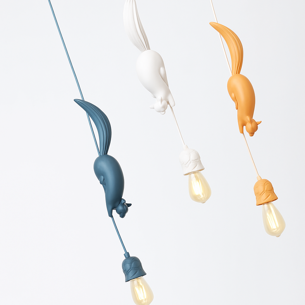 lampe suspension résine écureuil nordique led loft décoratif - vue 4 sur 8