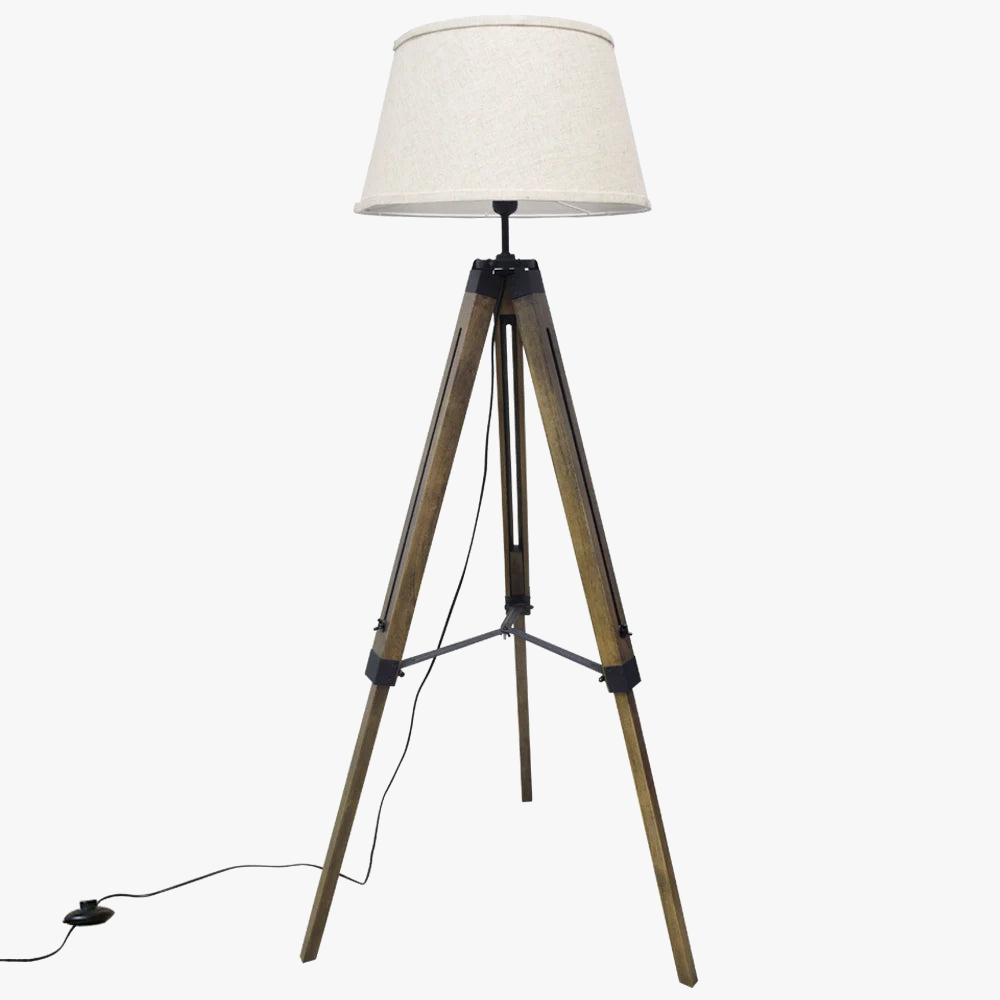 Lampadaire trépied bois milieu siècle moderne