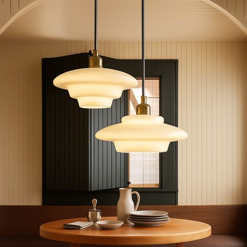 lampes suspendues led modernes art décoratif nordique crème - vue 3 sur 9