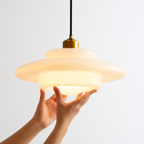 lampes suspendues led modernes art décoratif nordique crème - vue 7 sur 9
