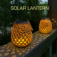 lanterne solaire extérieure suspendue en imitation bambou pour jardin terrasse