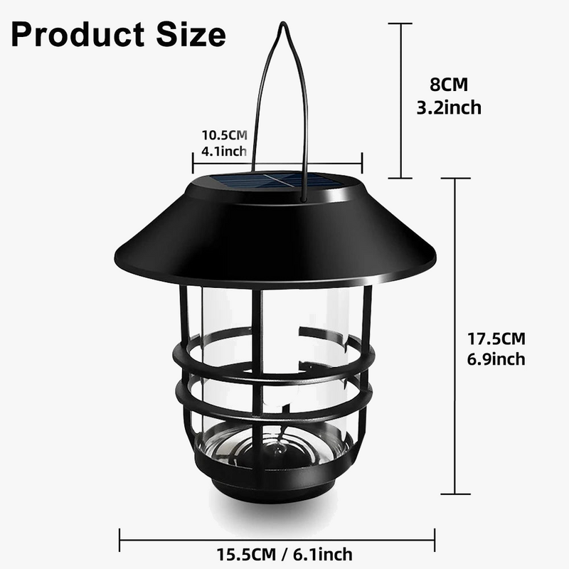 Lot de 2 lampes solaires à flamme vacillante en métal à LED, éclairage Lot de 2 lampes solaires à flamme vacillante en métal à LED, éclairage