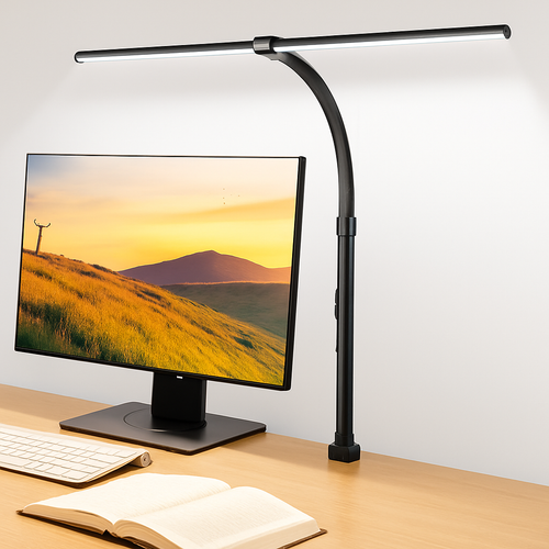 LAOPAO Lampe de bureau LED à double tête Lampes de bureau d'architecte EU/US Bureau 24W 5 modes de couleur les plus lumineux et 5 lampes de protection des yeux à intensité variable - vue 2 sur 10