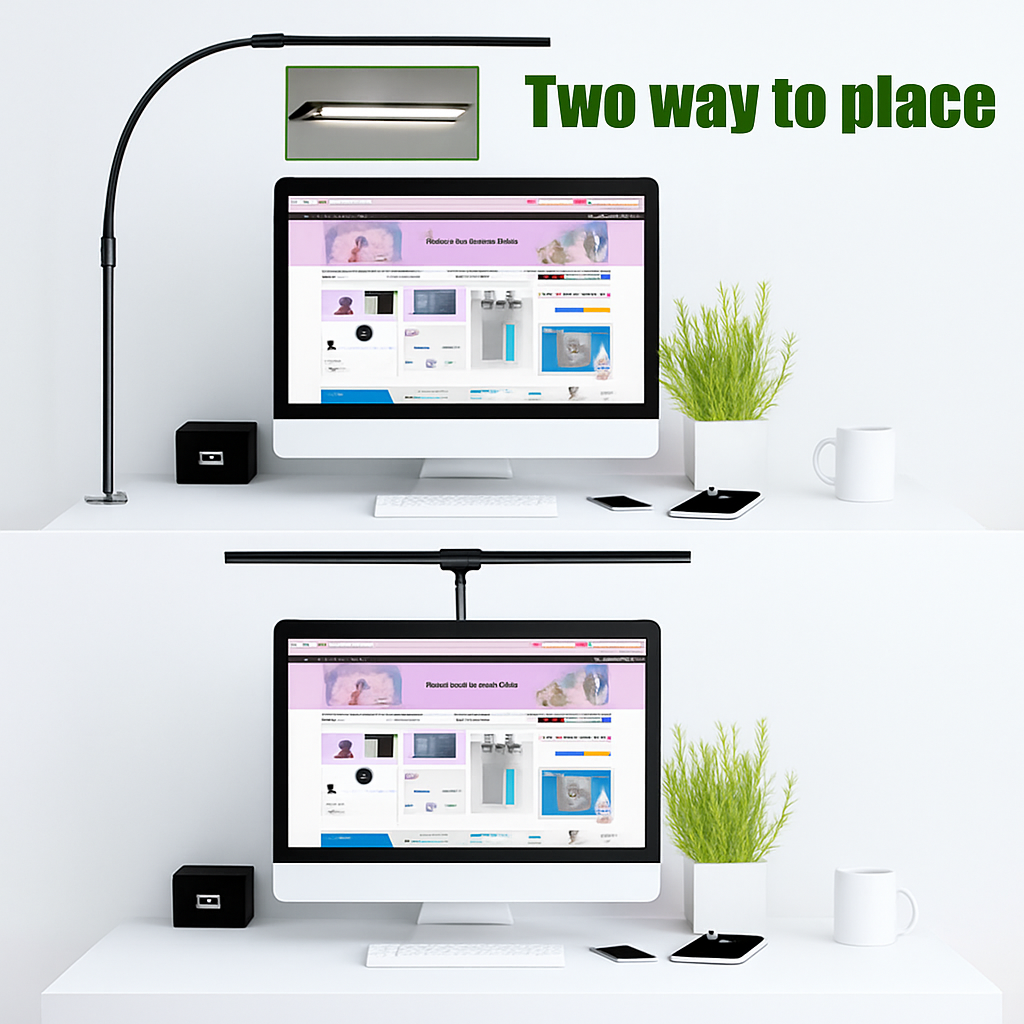LAOPAO Lampe de bureau LED à double tête Lampes de bureau d'architecte EU/US Bureau 24W 5 modes de couleur les plus lumineux et 5 lampes de protection des yeux à intensité variable - vue 3 sur 10