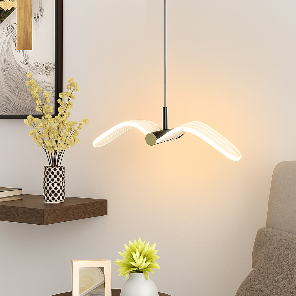 Led mouette suspension lumières chambre chevet fond tenture murale lampes pour plafond créatif décor à la maison Suspension Luminaire - vue 3 sur 9