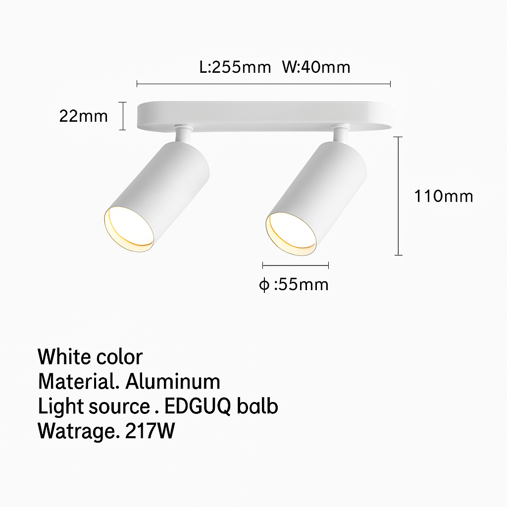 led projecteur spots monté surface piste plafonnier cob spot 2 têtes 3 têtes