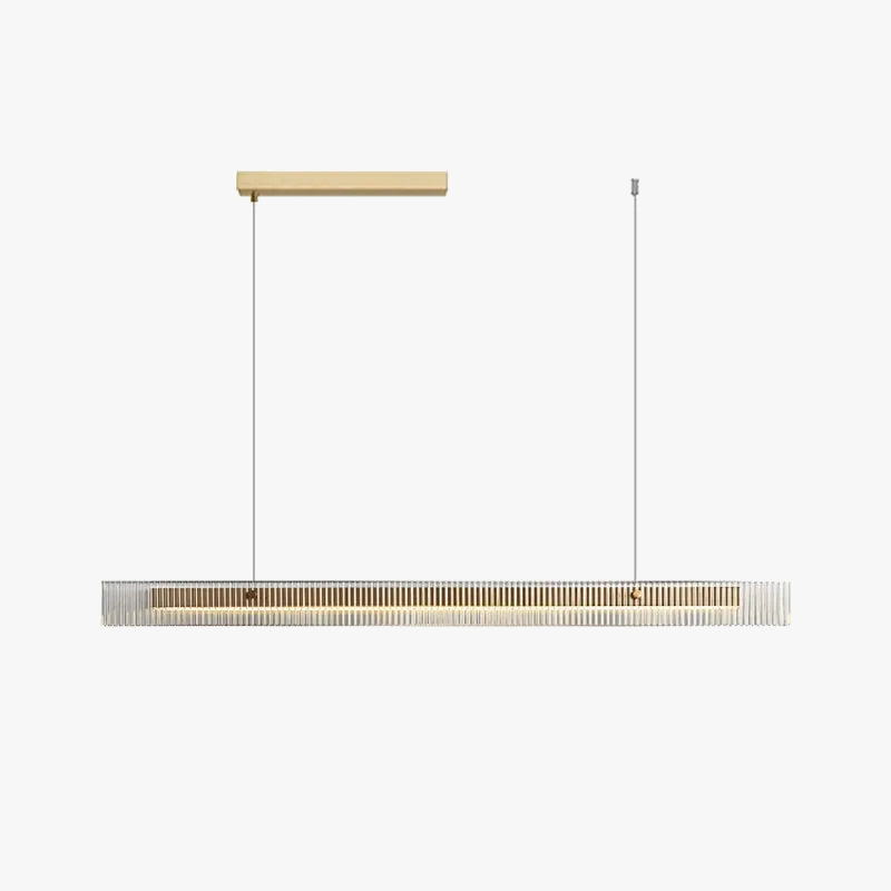 Lustre design de luxe en acier inoxydable et cristal minimaliste longue bande