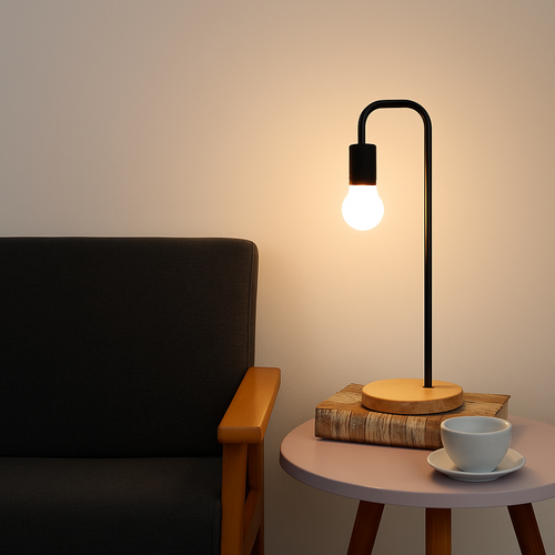 Loft lampe de bureau Vintage E27 noir blanc tige de fer campagne américaine lampes de Table en bois nordique chevet lecture luminaire - vue 2 sur 8