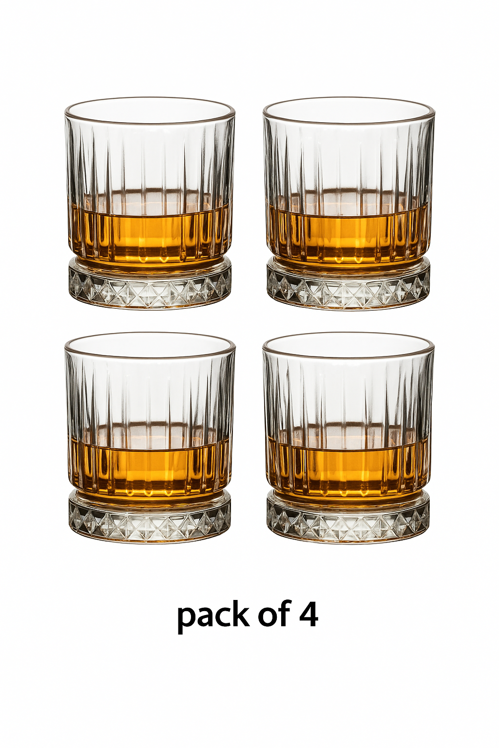 lot 4 verres whisky relief old fashioned crystal - vue 2 sur 2
