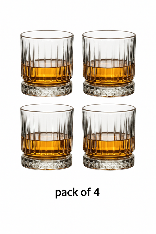 lot 4 verres whisky relief old fashioned crystal - vue 2 sur 2