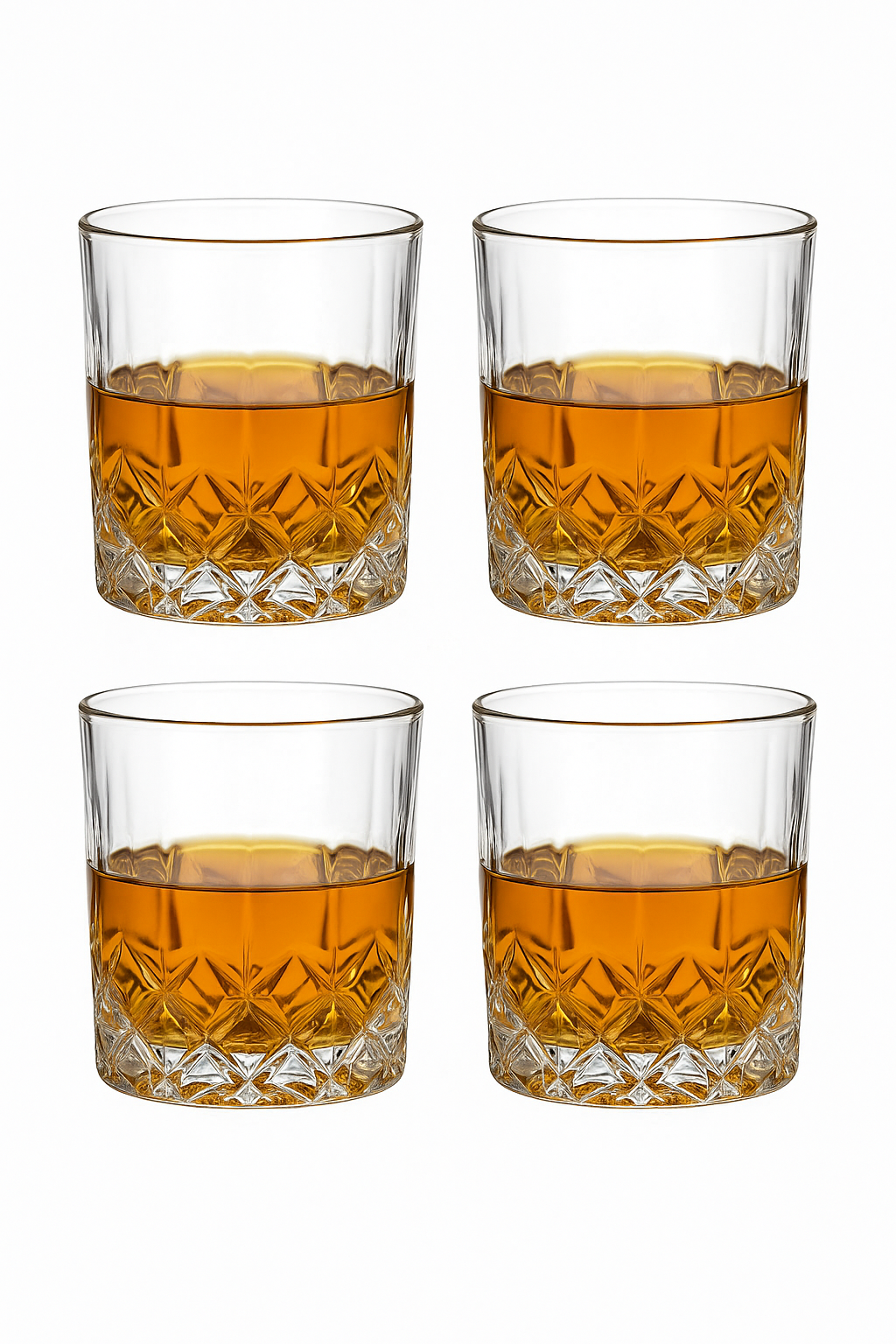 Lot 4 verres whisky style cristal motifs facettes
