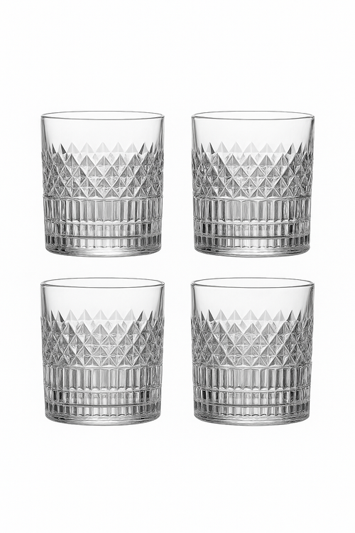 Lot 4 verres whisky style moderne relief resistant - vue 2 sur 2