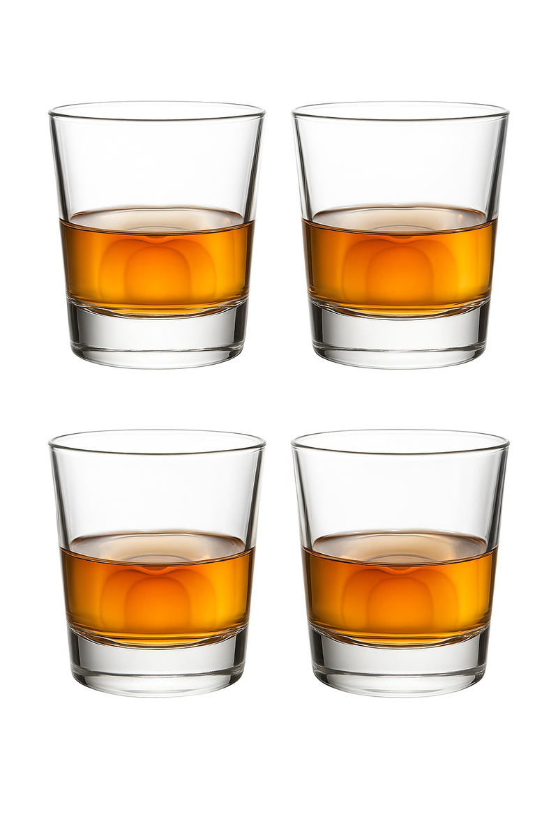 Lot 4 verres whisky style old fashioned relief