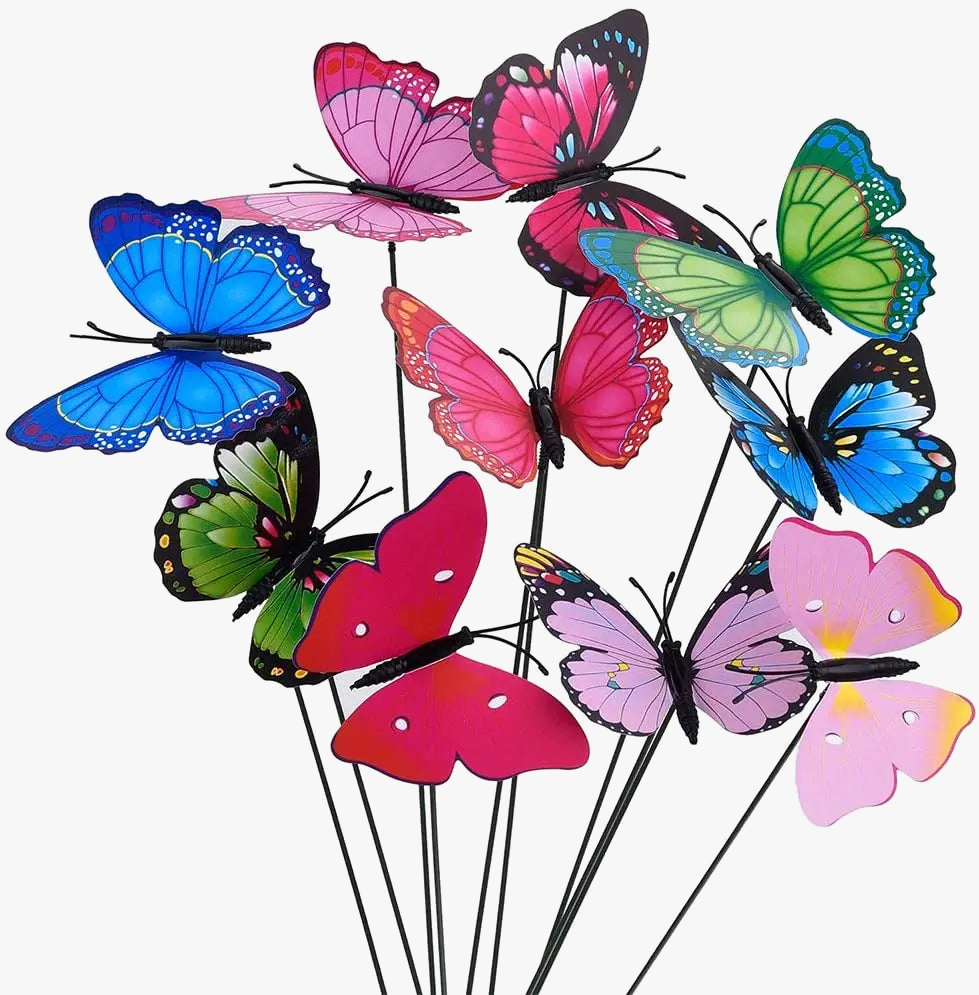 lot de 10 pots de fleurs décoratifs avec papillons colorés