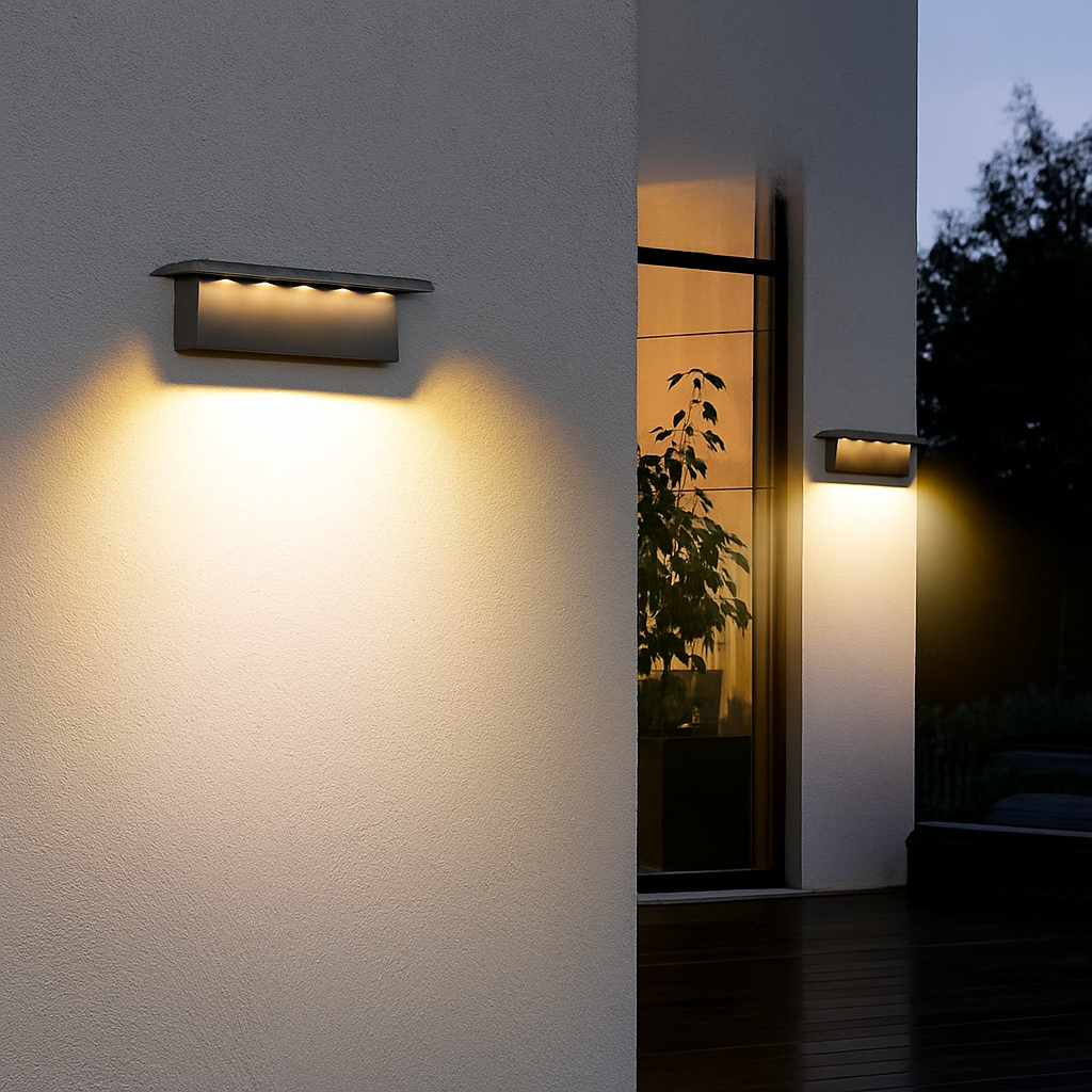 lot de 2 appliques solaires extérieures 5 led étanches intelligentes - vue 3 sur 10