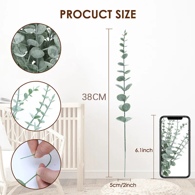 lot de 20 tiges d eucalyptus artificielles pour décorations festives