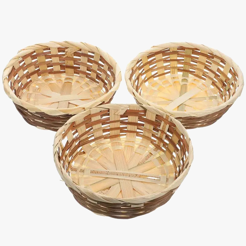 lot de 3 paniers en bambou pour stockage alimentaire et pique-niques