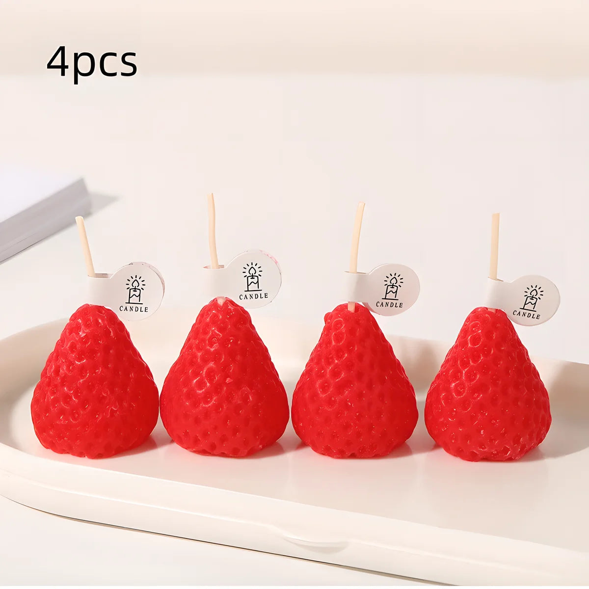 lot de 4 bougies parfumées miniatures fraise tendance décorative