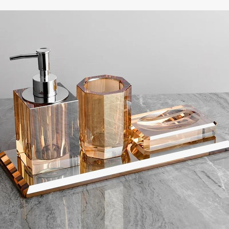 lot de flacons en verre pour savon et accessoires de salle de bain