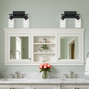 luminaire applique métal verre noir mate salle bains cuisine porche