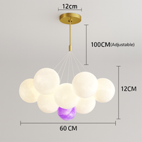 Lune Lustre Lampes Bulle Lustre Lumière pour Salon Chambre D'enfant Chambre Lampes Suspendues Or Noir G9 Ampoule AC220V