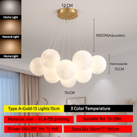 Lune Lustre Lampes Bulle Lustre Lumière pour Salon Chambre D'enfant Chambre Lampes Suspendues Or Noir G9 Ampoule AC220V