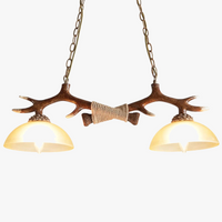 lustre antique nordique en résine avec chaîne en bois de cerf