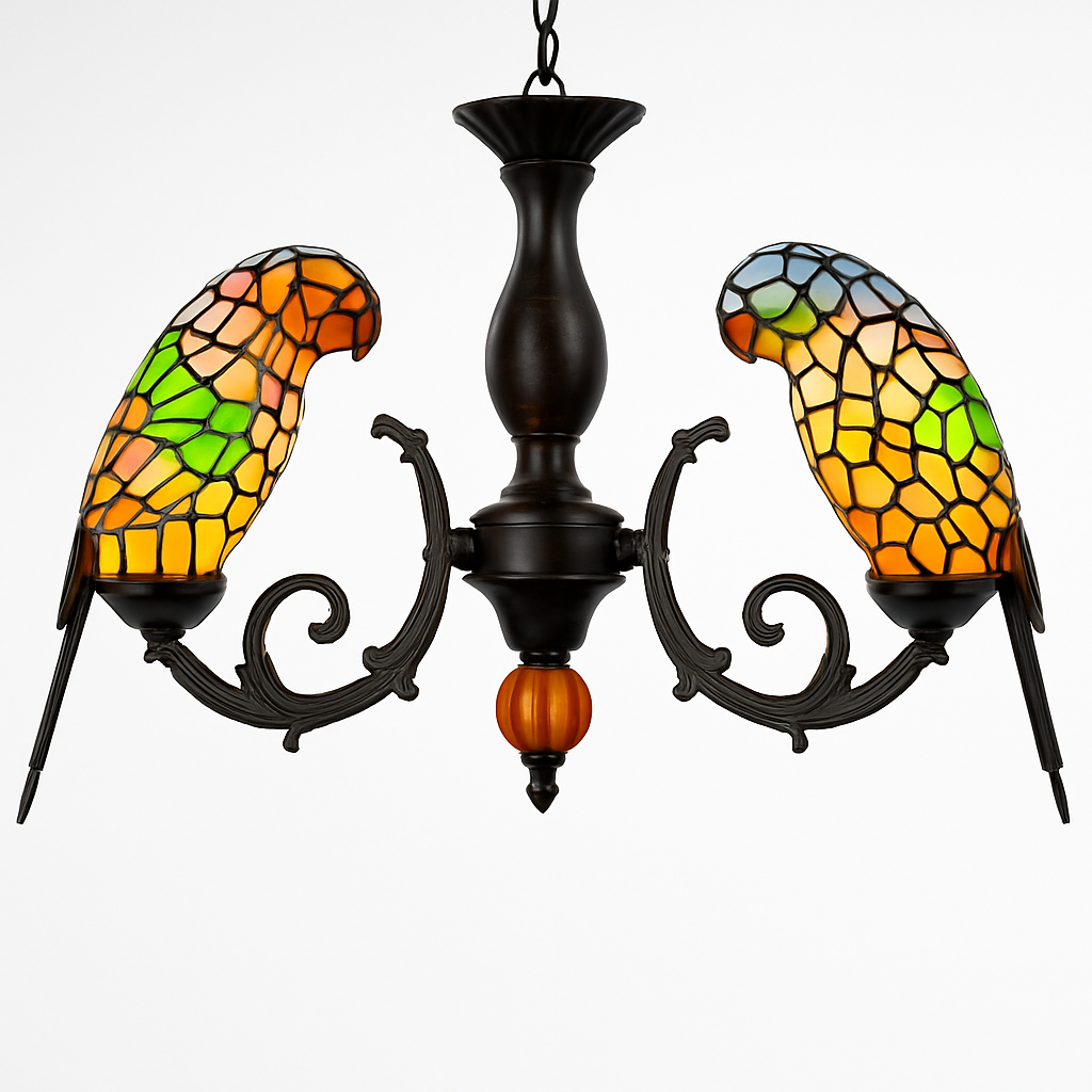 lustre art déco design tiffany parrot pour un éclairage élégant - vue 12 sur 25