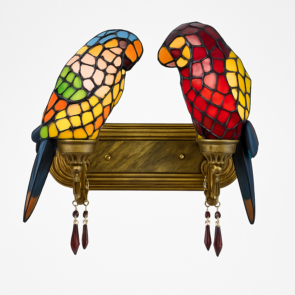 lustre art déco design tiffany parrot pour un éclairage élégant - vue 16 sur 25