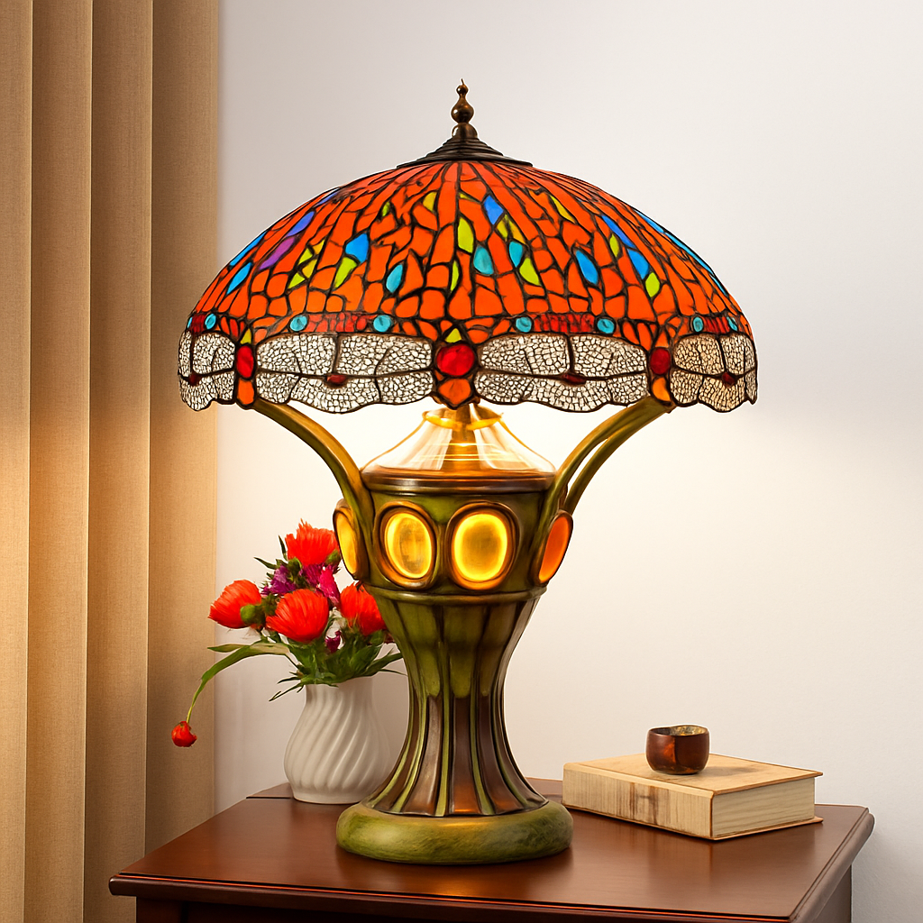 lustre art déco design tiffany parrot pour un éclairage élégant - vue 18 sur 25