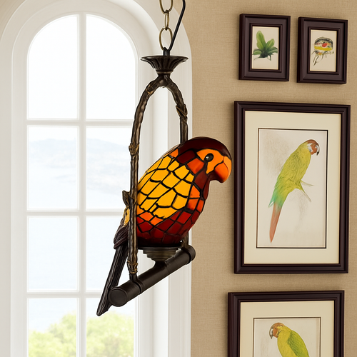 lustre art déco design tiffany parrot pour un éclairage élégant - vue 21 sur 25