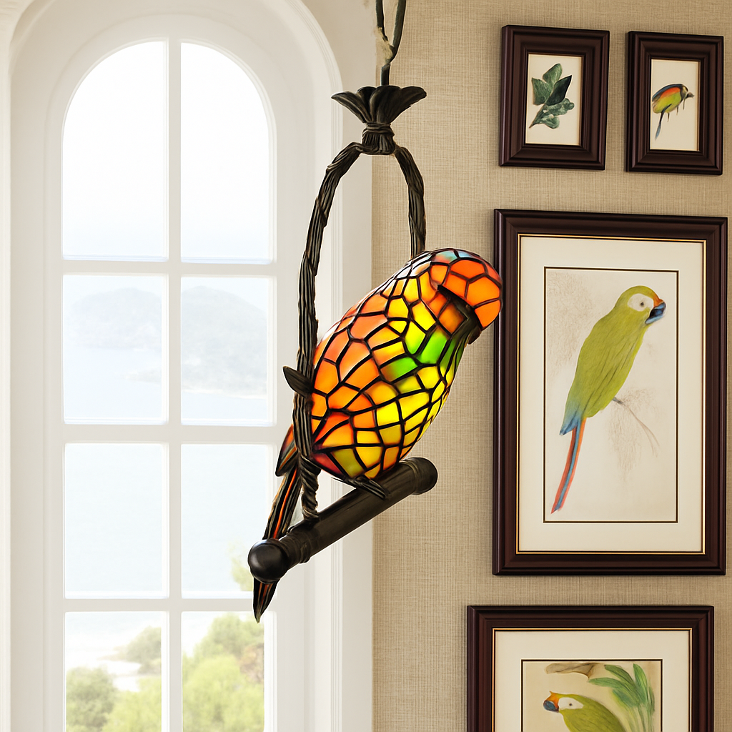 lustre art déco design tiffany parrot pour un éclairage élégant - vue 21 sur 25