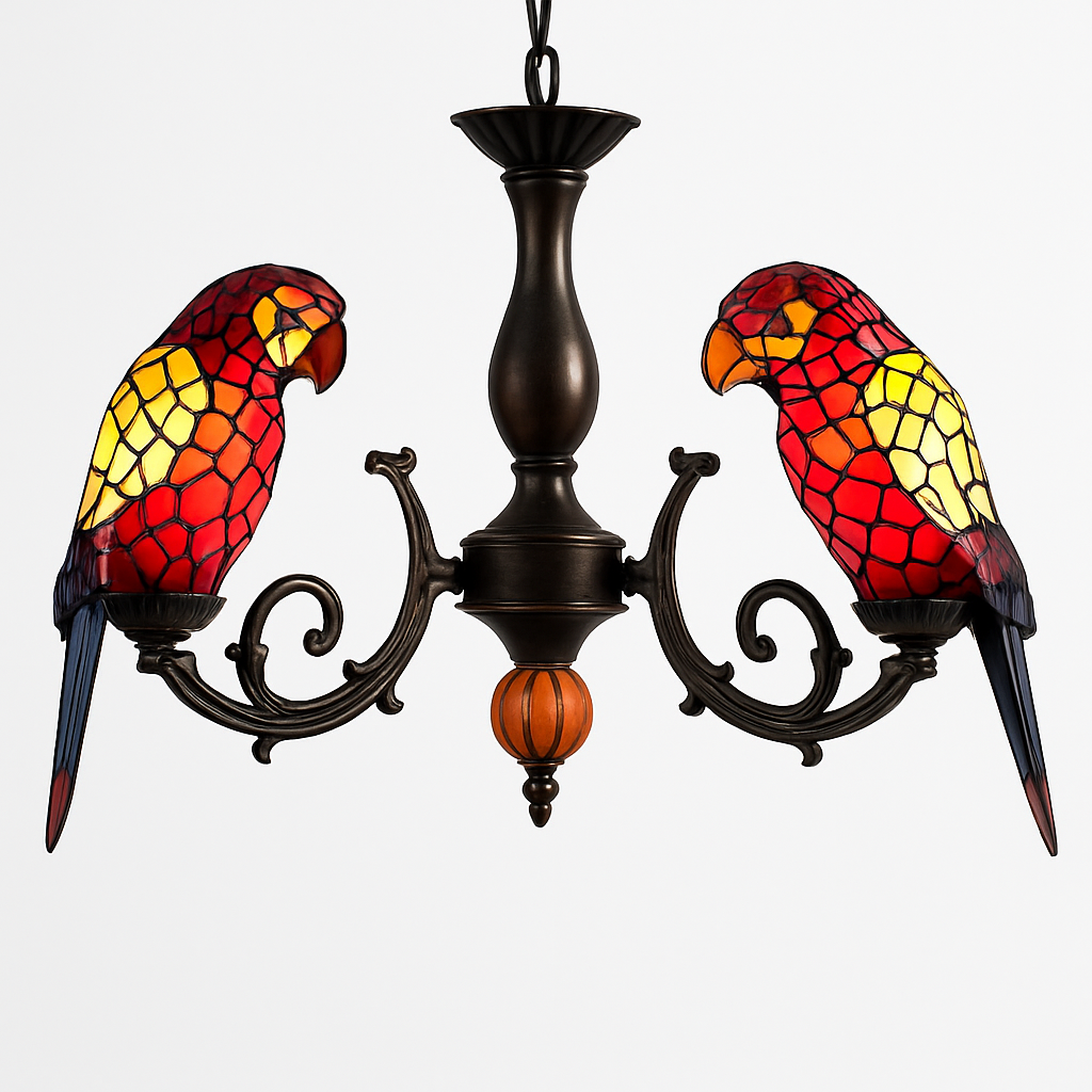 lustre art déco design tiffany parrot pour un éclairage élégant - vue 22 sur 25