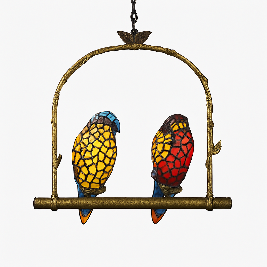 lustre art déco design tiffany parrot pour un éclairage élégant - vue 23 sur 25