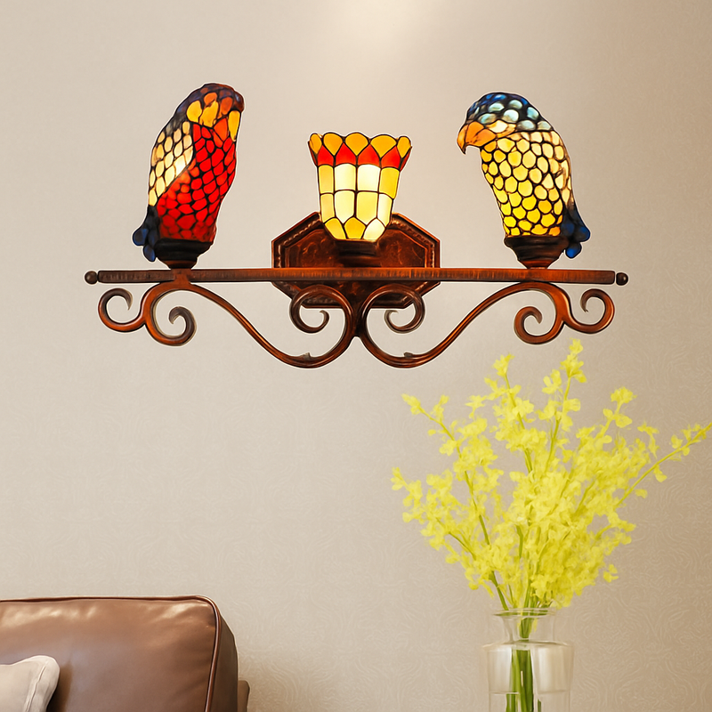 lustre art déco design tiffany parrot pour un éclairage élégant
