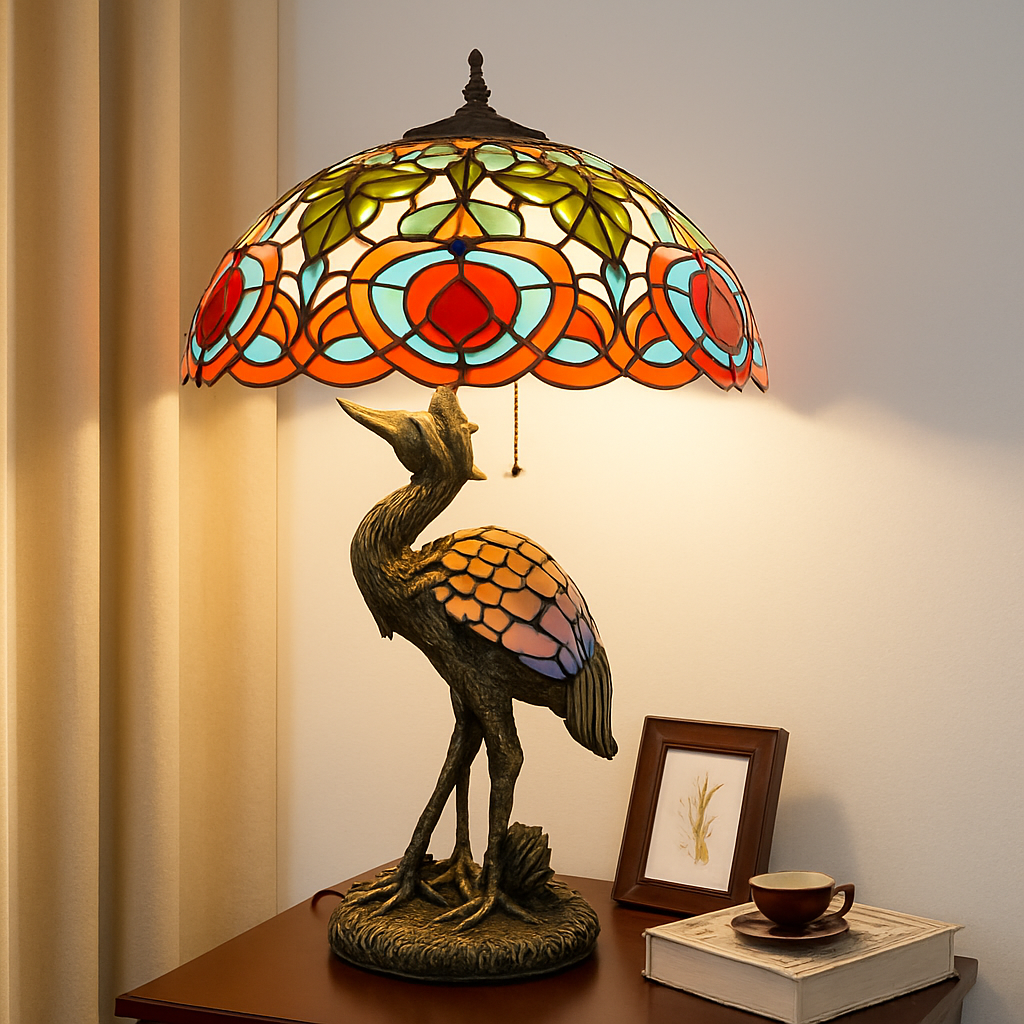 lustre art déco design tiffany parrot pour un éclairage élégant - vue 10 sur 25
