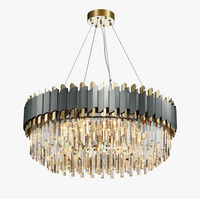 lustre art déco en acier inoxydable et cristal élégant et moderne