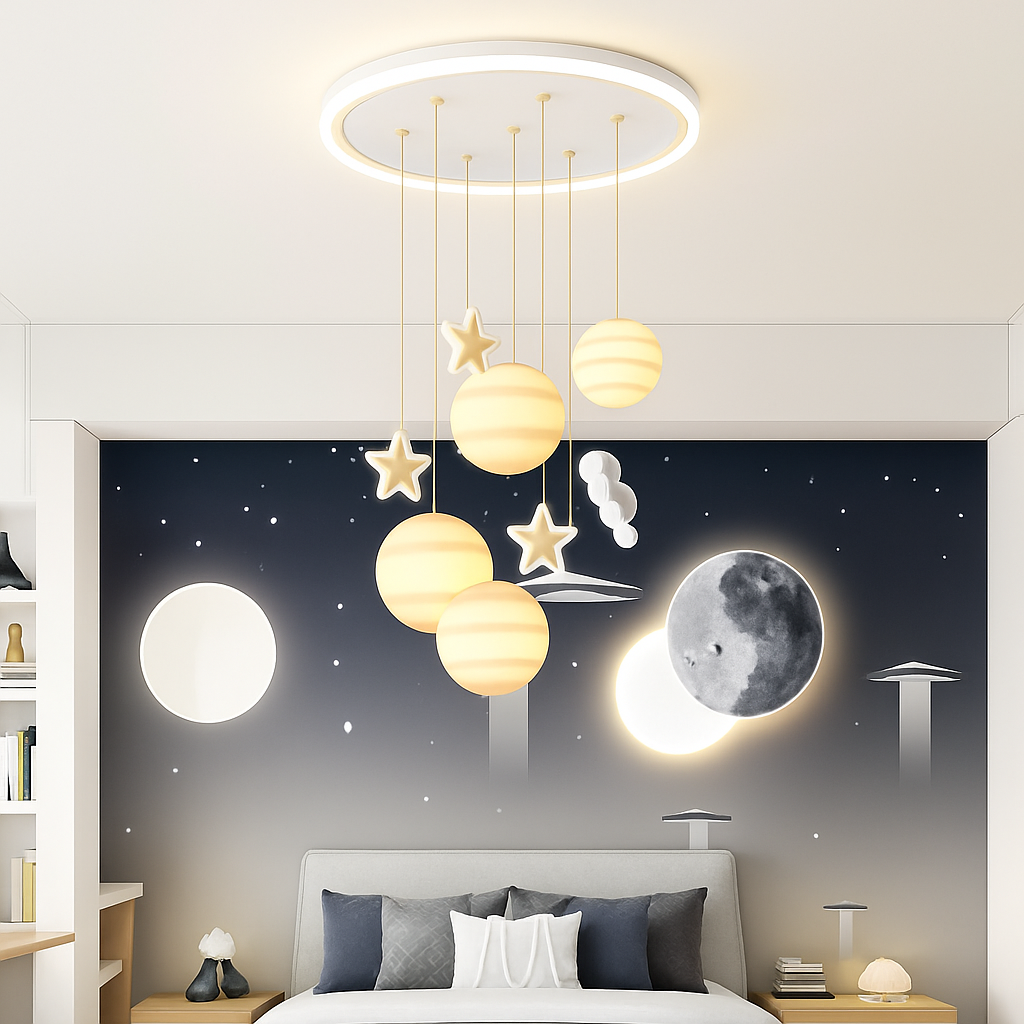 lustre astronautes lumineux pour chambre d'enfant design moderne - vue 3 sur 10