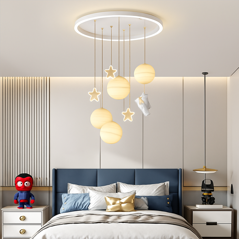 lustre astronautes lumineux pour chambre d'enfant design moderne