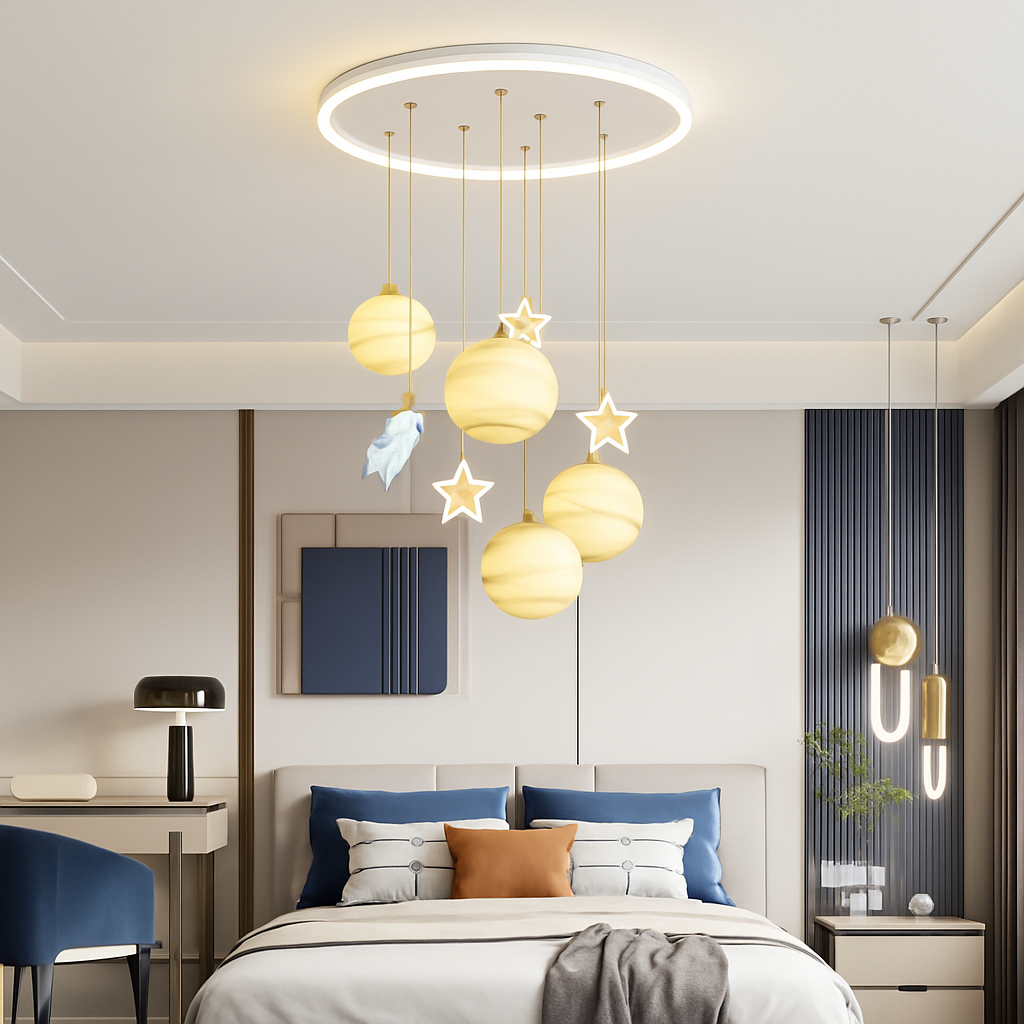 lustre astronautes lumineux pour chambre d'enfant design moderne - vue 6 sur 10