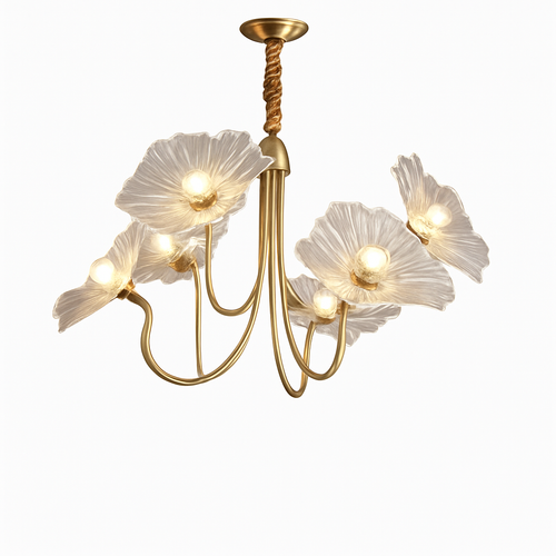 Lustre avec fleurs en verre déco nordique moderne