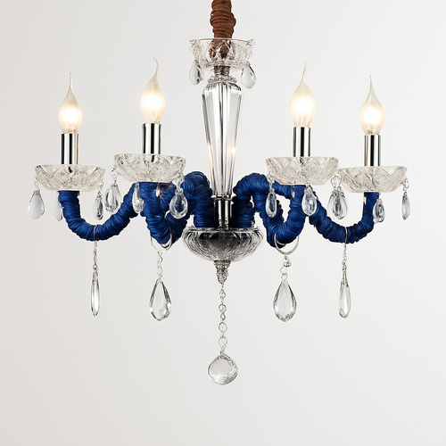 Lustre baroque à LED avec abat-jour en verre cristal et tissu Royal - vue 10 sur 9