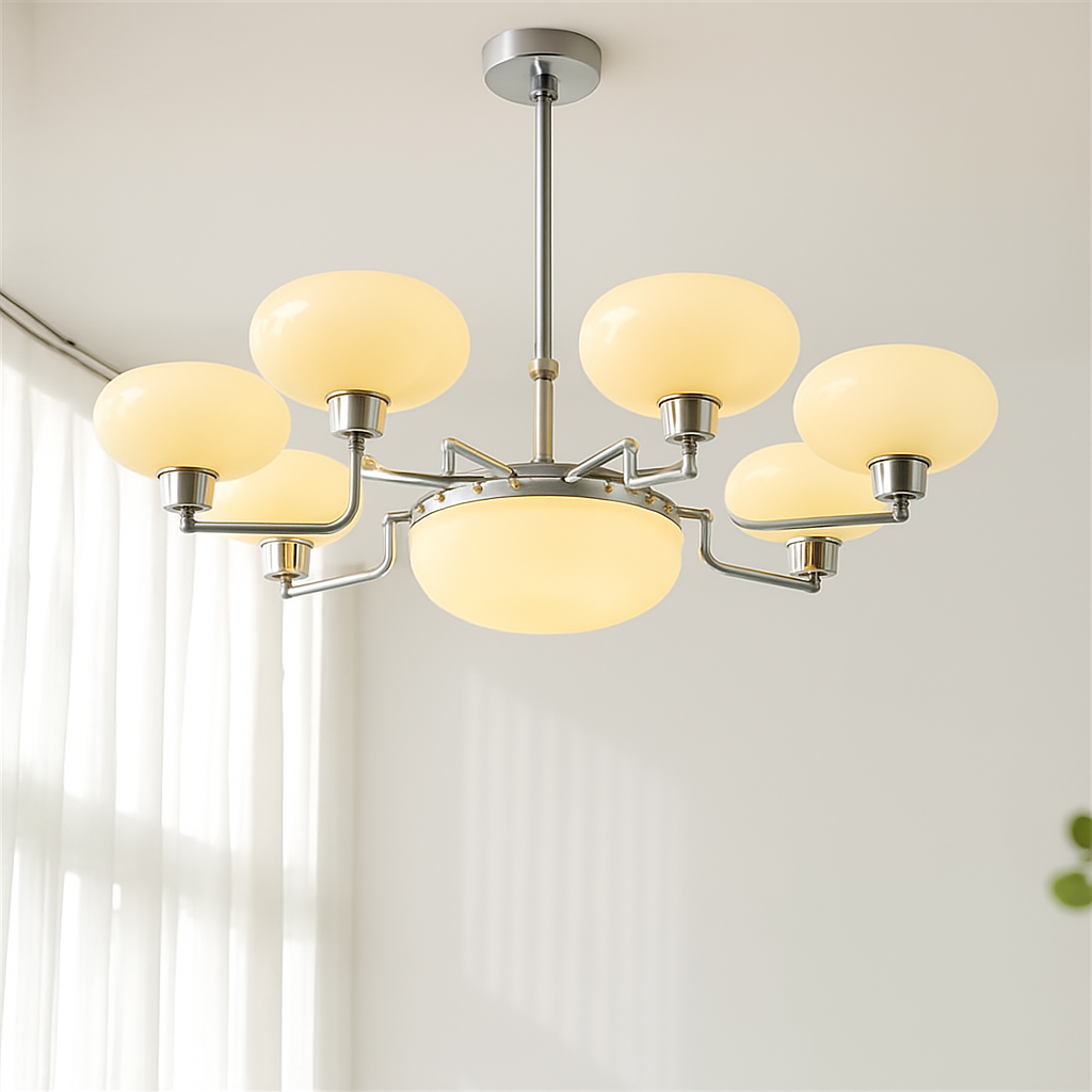 lustre bauhaus abat-jour en verre design art déco moderne - vue 5 sur 13