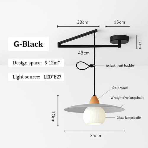 lustre à bras long rotatif réglable moderne pliable et rétractable - vue 21 sur 22