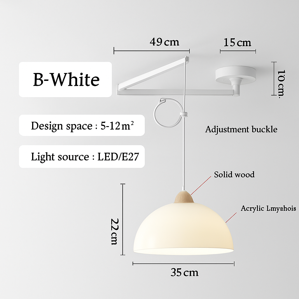 lustre à bras long rotatif réglable moderne pliable et rétractable - vue 8 sur 22