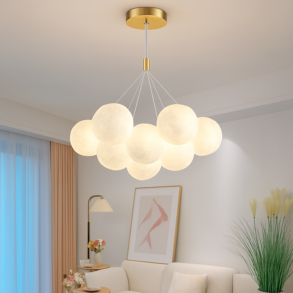 lustre bulle lumière pour salon chambre suspendues - vue 2 sur 24