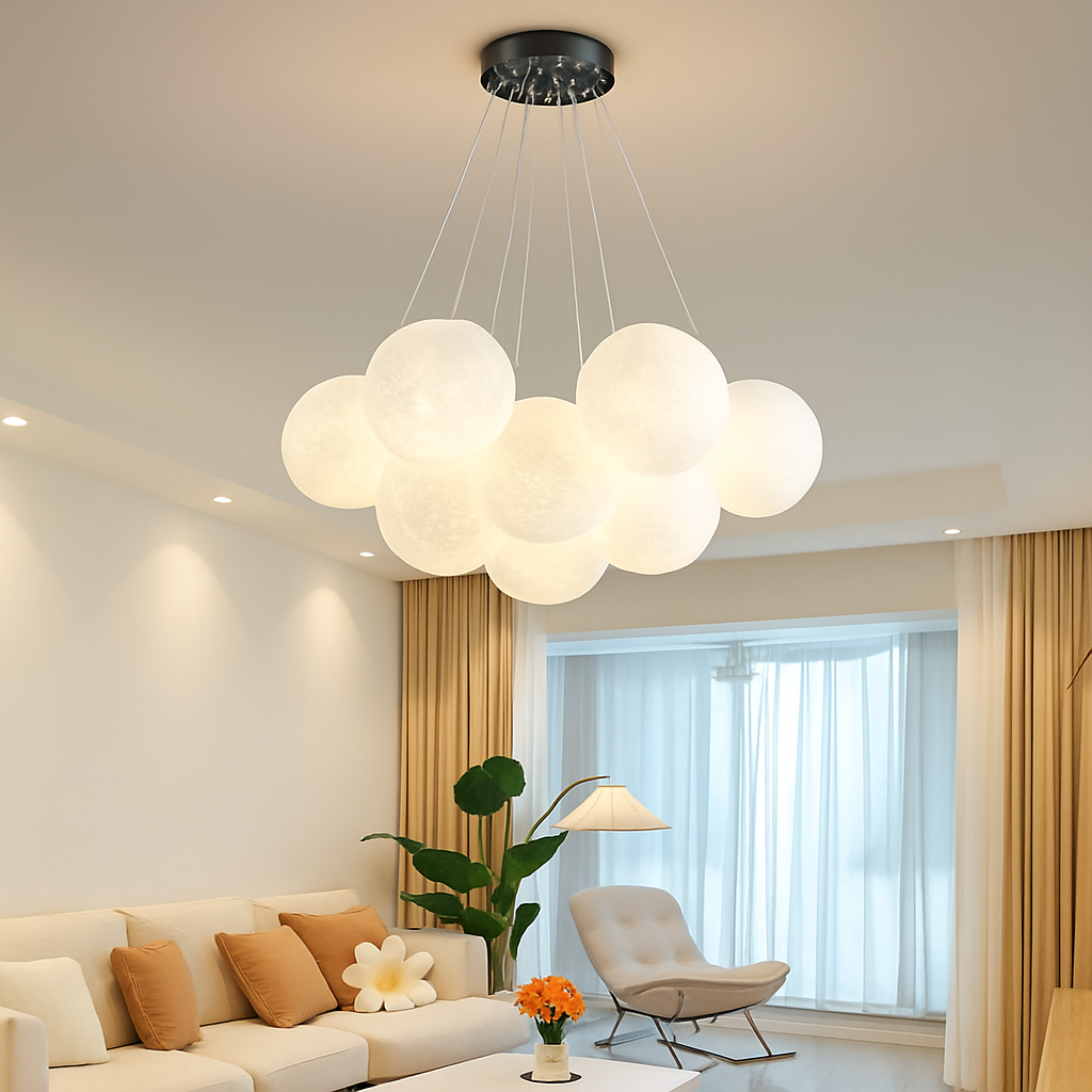 lustre bulle lumière pour salon chambre suspendues - vue 3 sur 24
