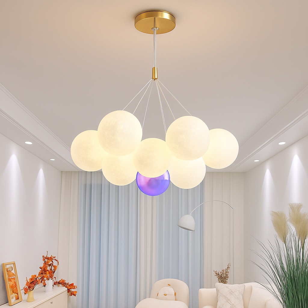 lustre bulle lumière pour salon chambre suspendues - vue 4 sur 24